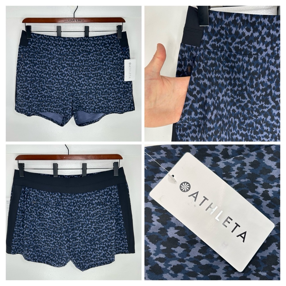 Athleta NWT‎ Brooklyn Animal Printed Short Size 20 Lightweight Navy Athleisure
